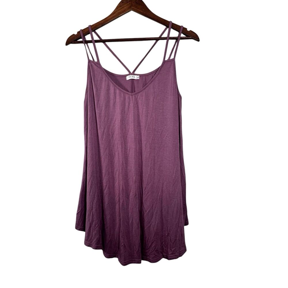 OURS Purple Strappy Cami Boho Swing Tank Sleeveless Layering Top XL
